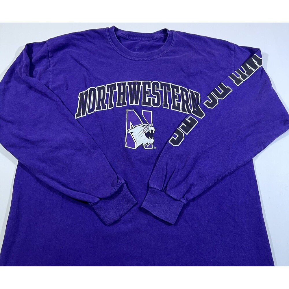 Lot of 2 Northwestern Wildcats Long Sleeve Purple Shirts Fanatics Gildan Large - Picture 12 of 16